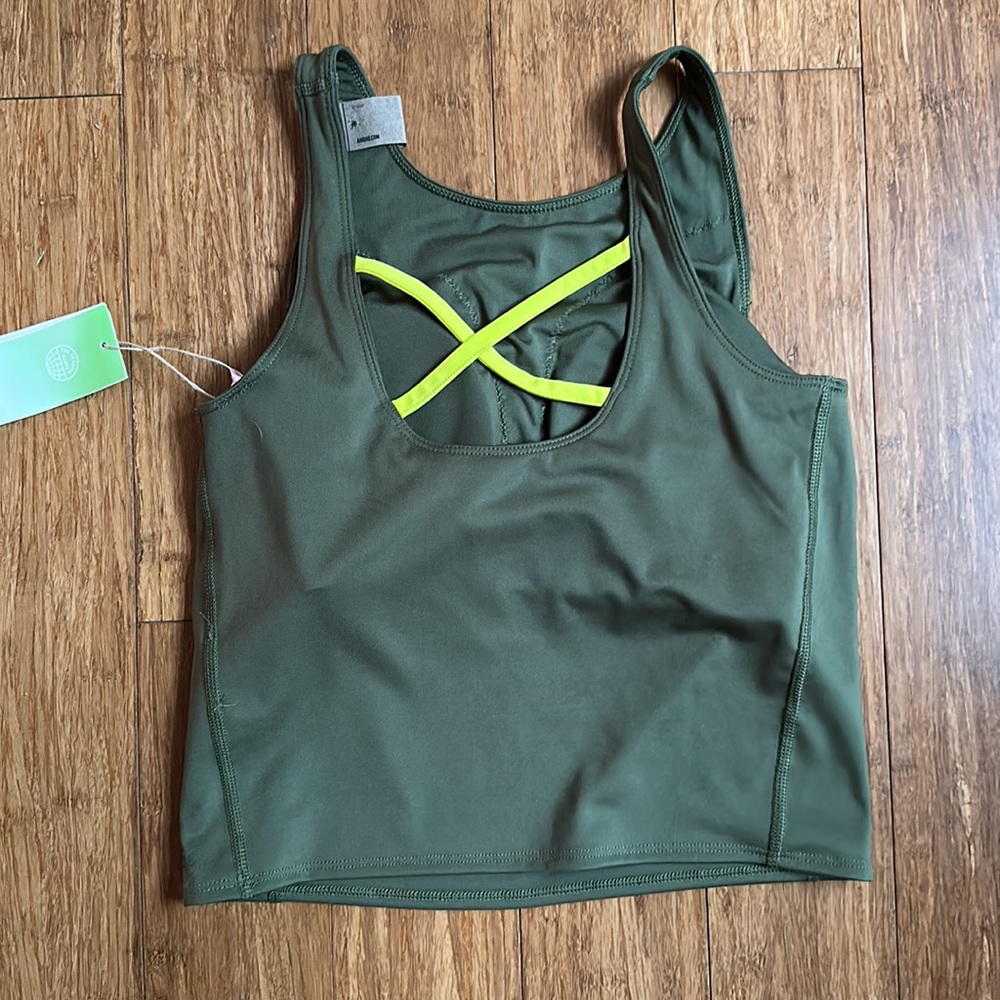 NWT Adidas Women's Crop Tank Medium Support Sports Bra Green Size Small - Picture 10 of 11